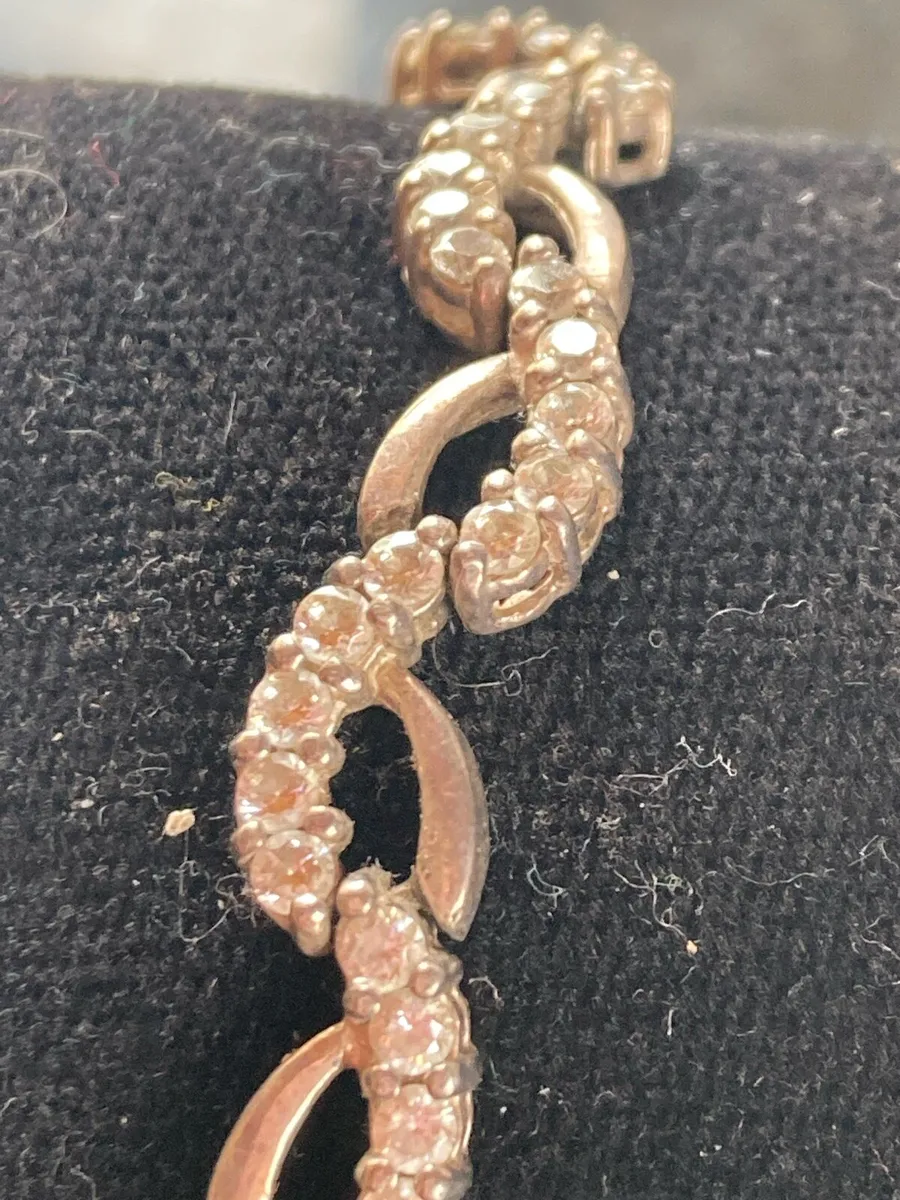 Sterling Silver bracelet with clear stones - Image 2