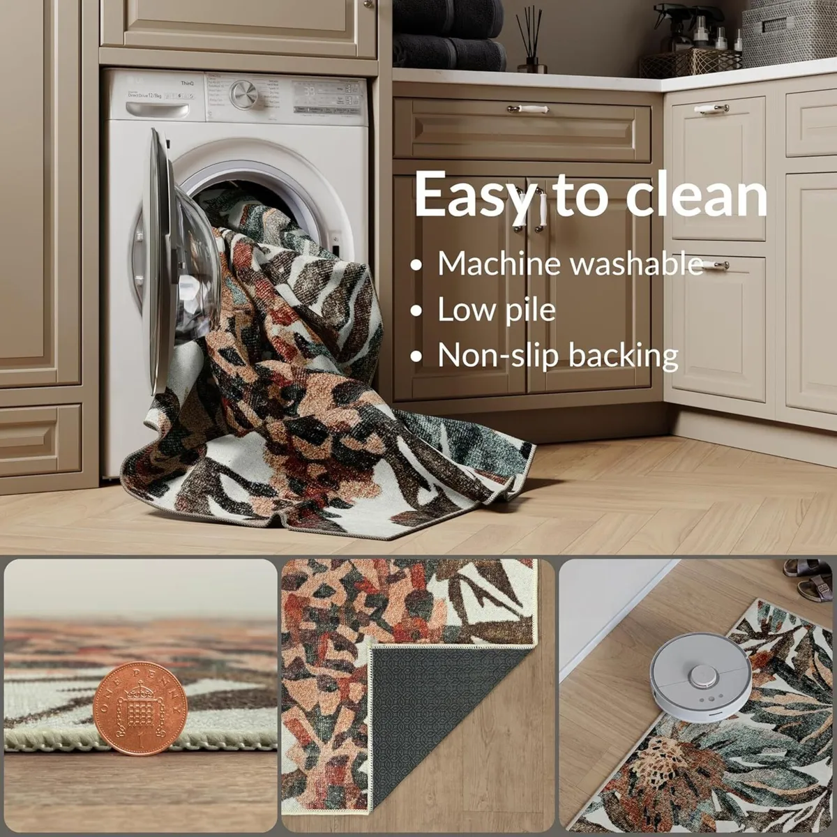 Machine Washable Rug 122x170cm 75% Recycled - Image 3