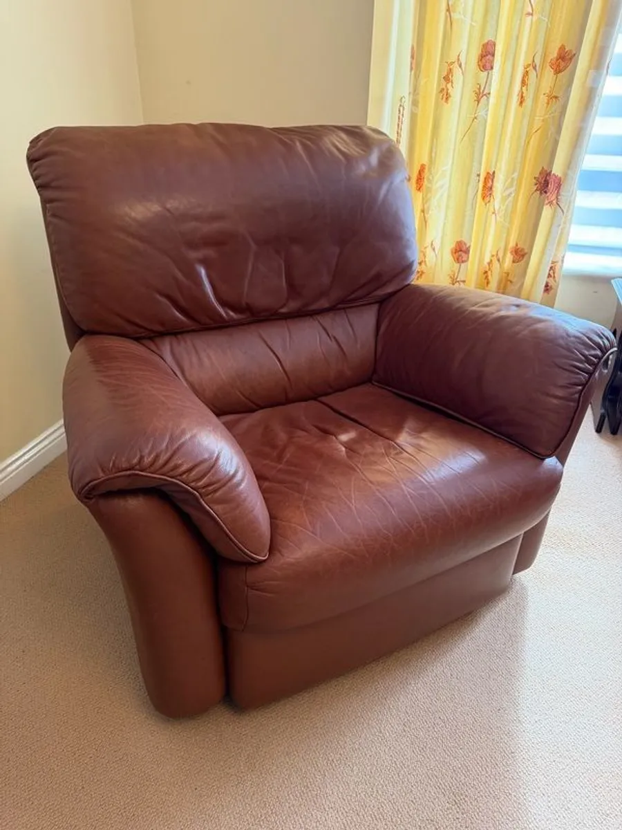 Natuzzi Tan Leather Armchair - Image 1