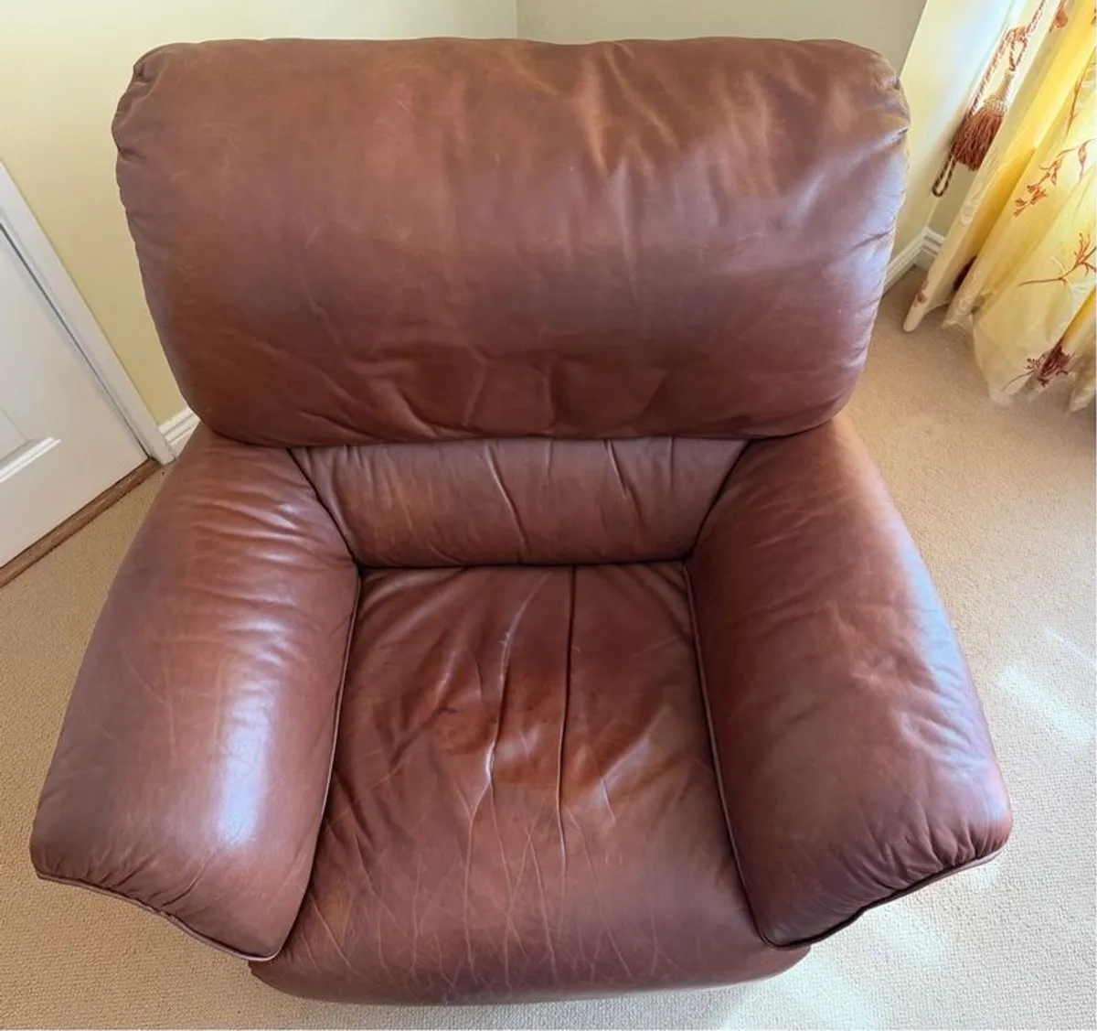 Natuzzi Tan Leather Armchair - Image 3