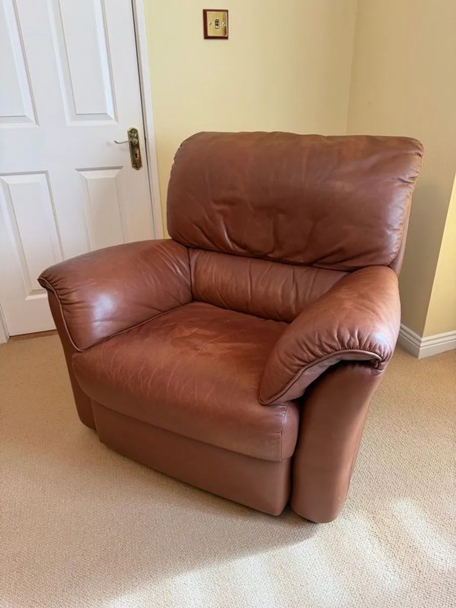 Natuzzi Tan Leather Armchair - Image 4