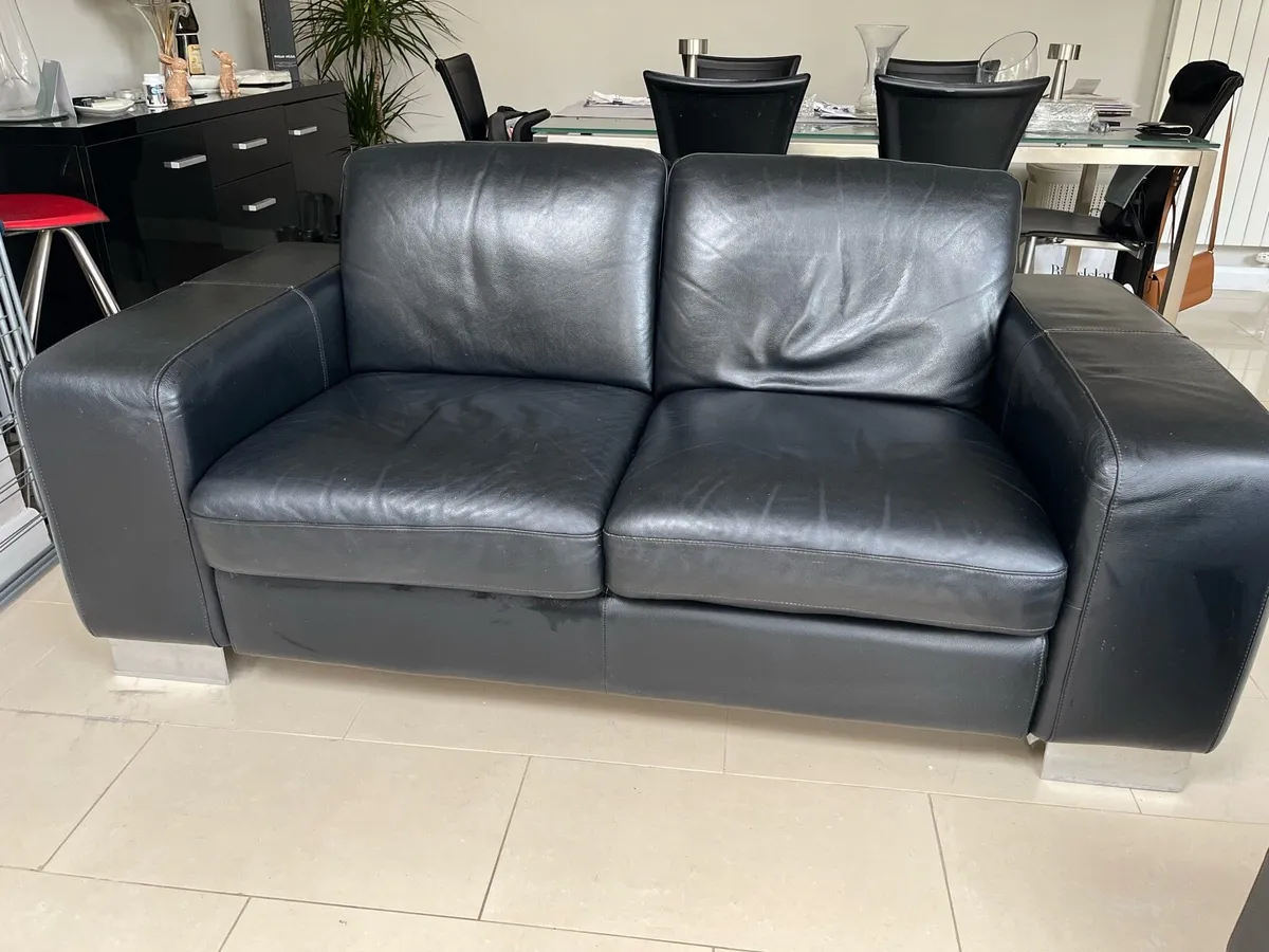 Leather Sofa Italian black - Image 1
