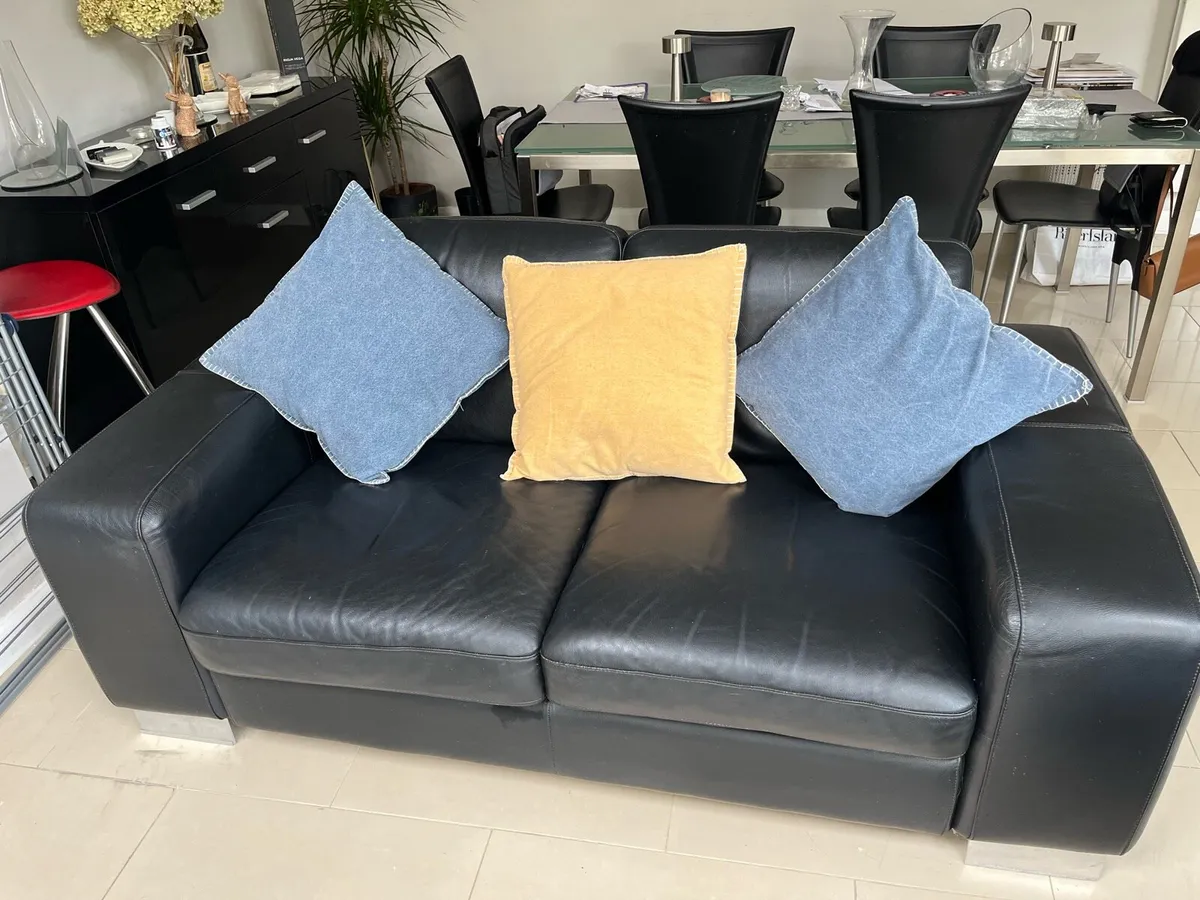 Leather Sofa Italian black - Image 4