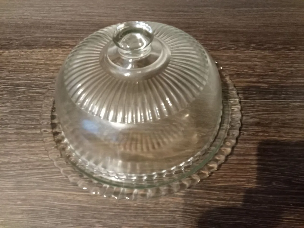 Glass Dome and Plate Cake Stand. - Image 1