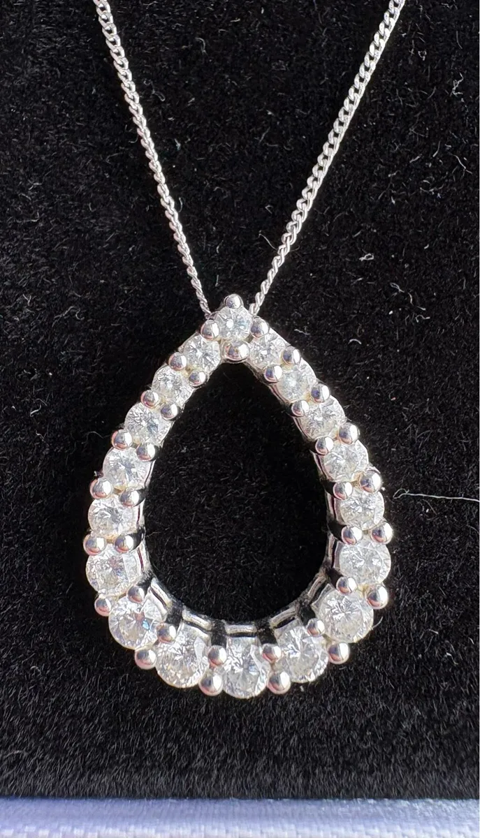 Diamond Pear Pendant Necklace - Image 1