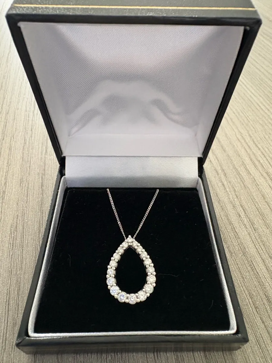 Diamond Pear Pendant Necklace - Image 2