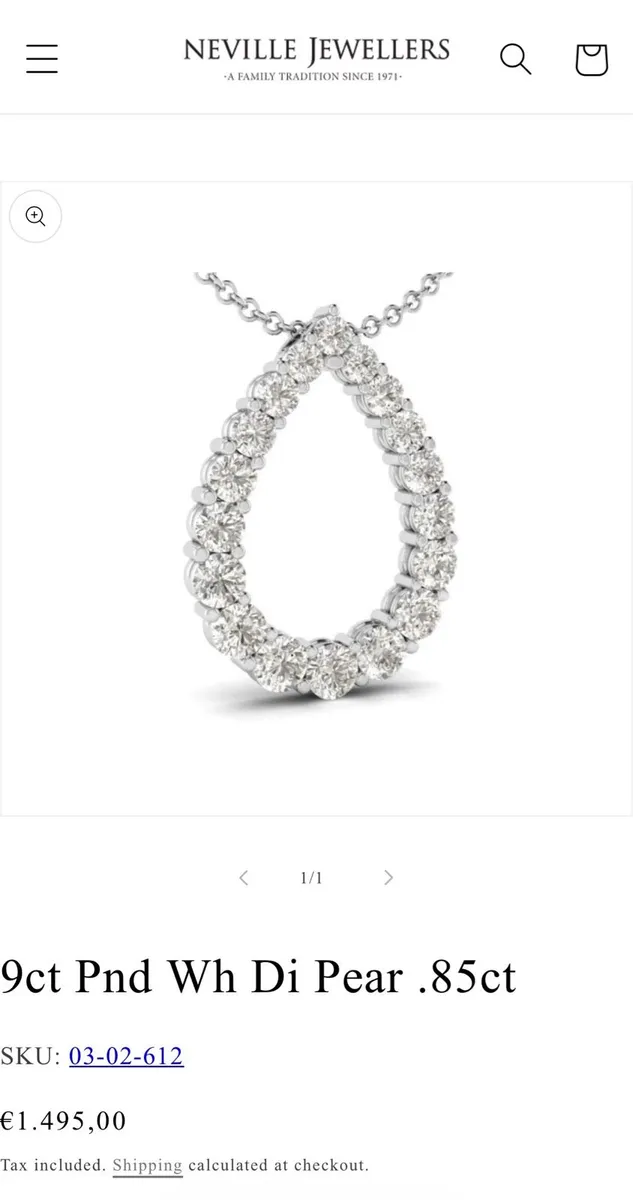 Diamond Pear Pendant Necklace - Image 3