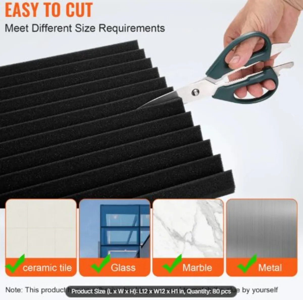 Acoustic Foam Panels, 80 Pack 12 x 12 x 1 inches, - Image 3