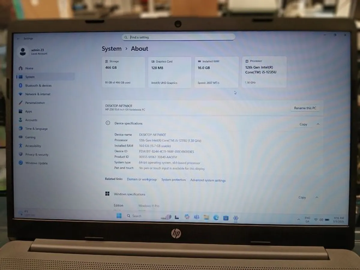 Hp 250 G9 Laptop 15.6" Fhd | Intel Core I5 12th Gen, 16gb Ram, 512gb Ssd - Image 4