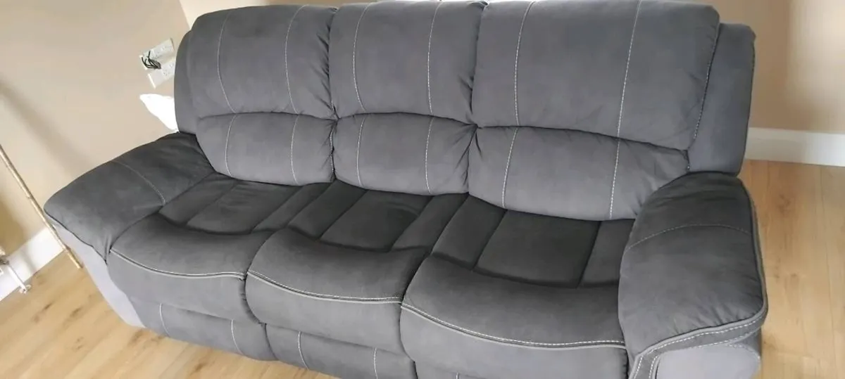 Charcoal Wipeable Suede 3 Seater Sofa *Recliner* - Image 1