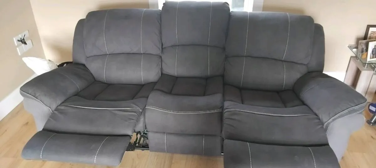 Charcoal Wipeable Suede 3 Seater Sofa *Recliner* - Image 2