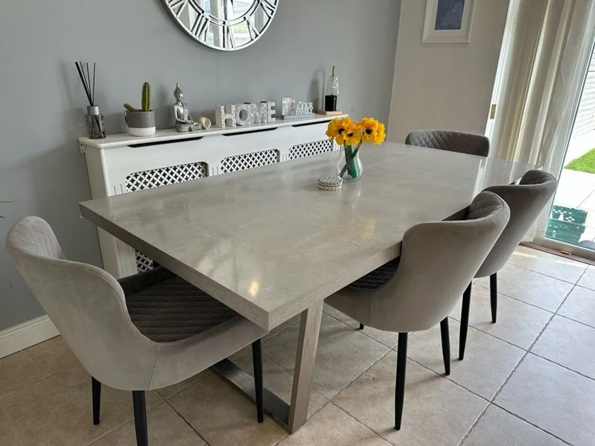 MASSIMO Concrete Effect 2m Dining table & Vintage Grey Faux leather Dining Bench - Ottowa - Image 2
