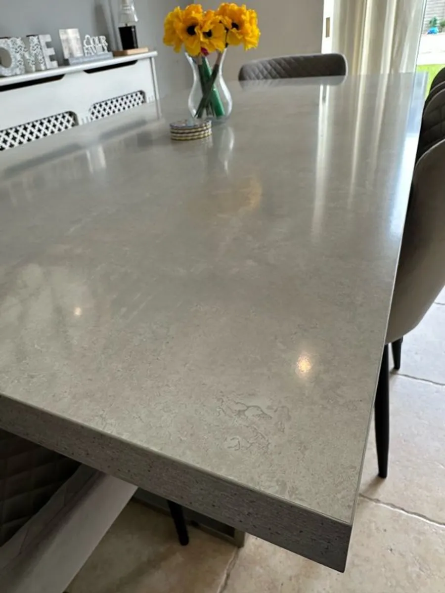 MASSIMO Concrete Effect 2m Dining table & Vintage Grey Faux leather Dining Bench - Ottowa - Image 3