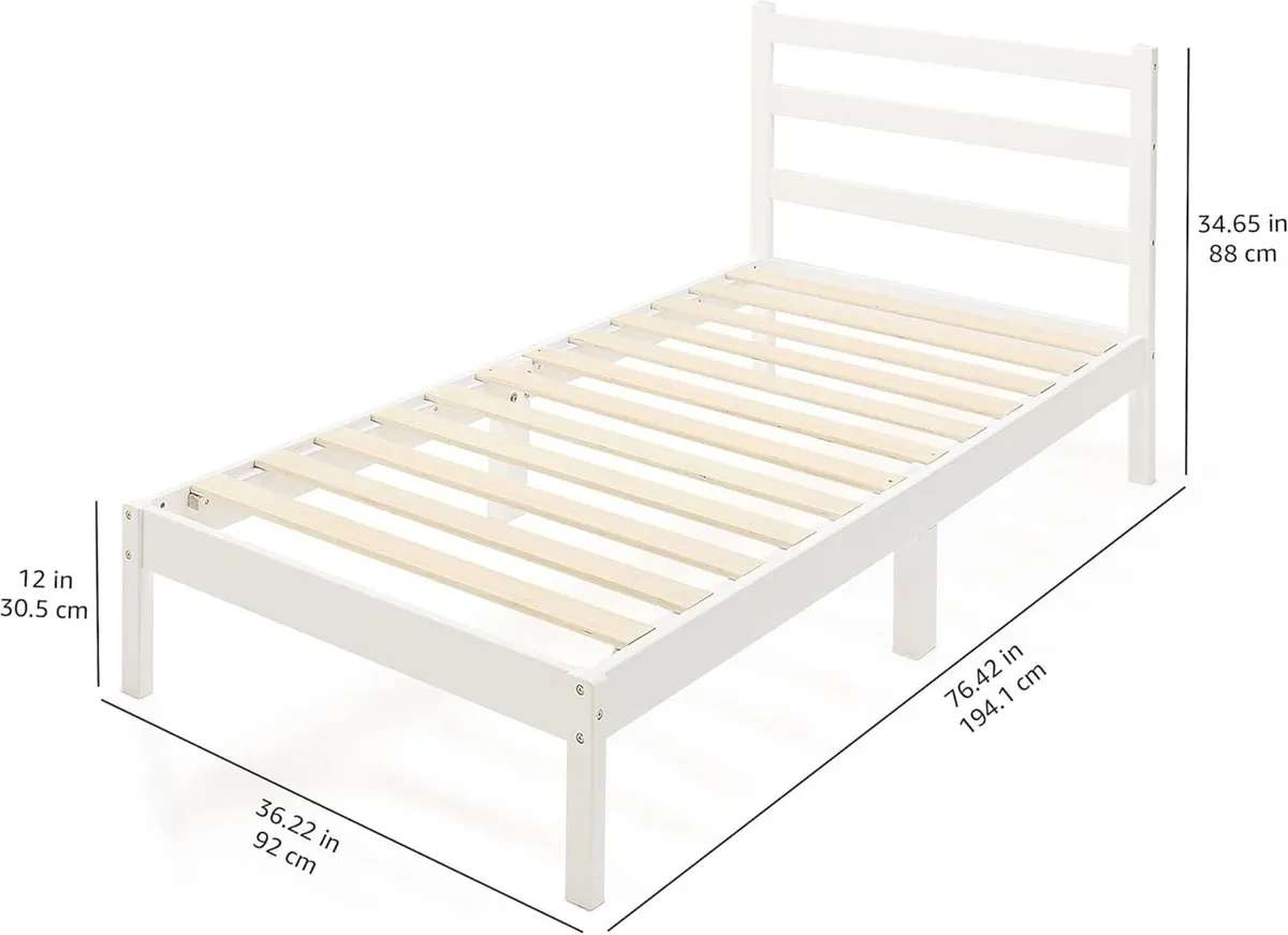 Solid Pine Wood Platform Bed Frame with Ribbed - Image 3