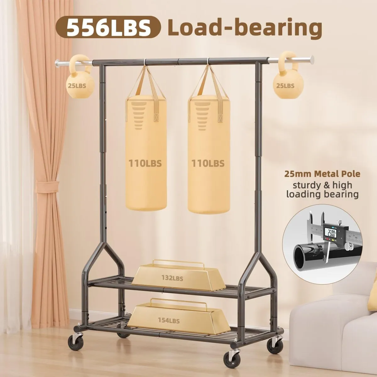 Heavy Duty Clothes Rail Clothing With Shelves - Image 4