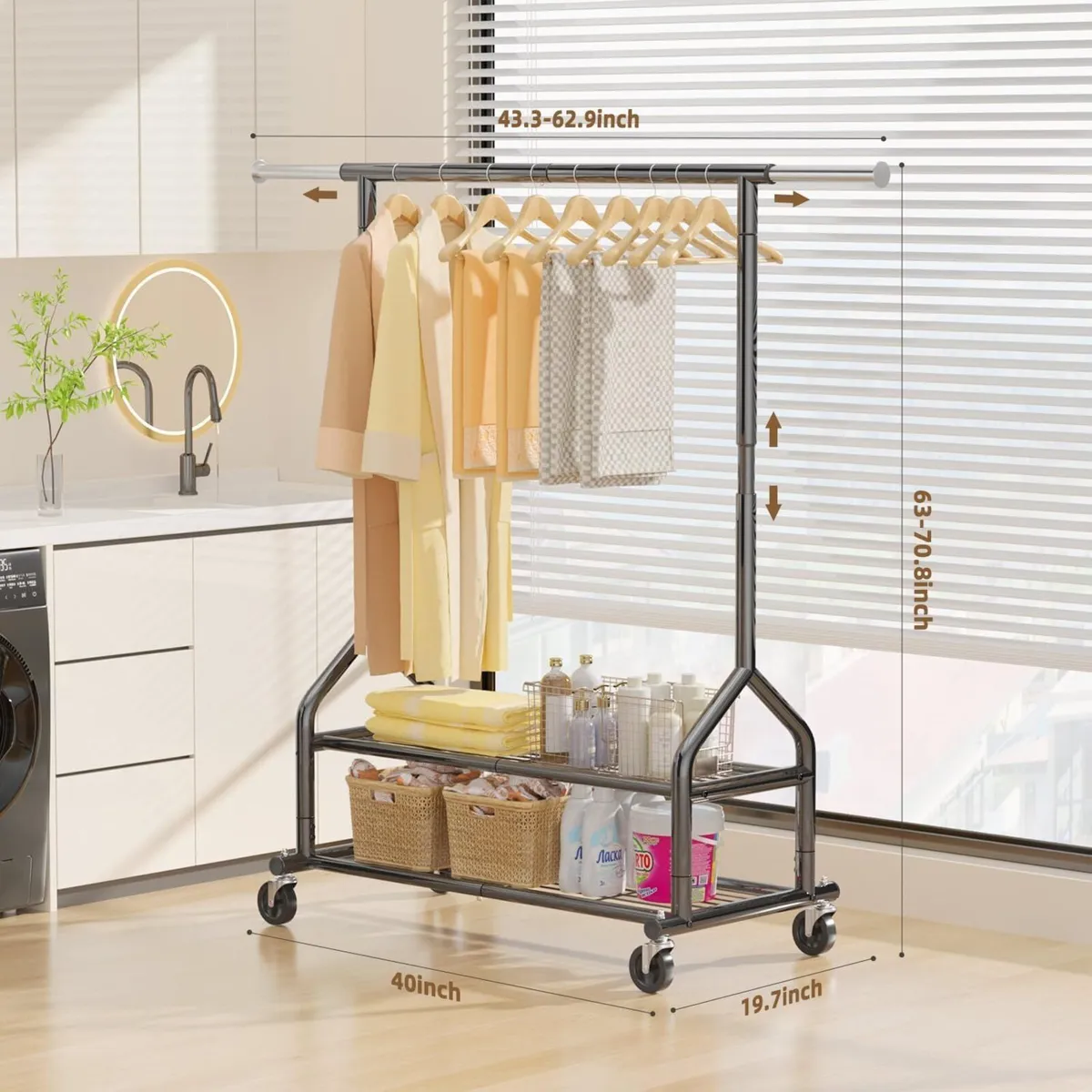 Heavy Duty Clothes Rail Clothing With Shelves - Image 2