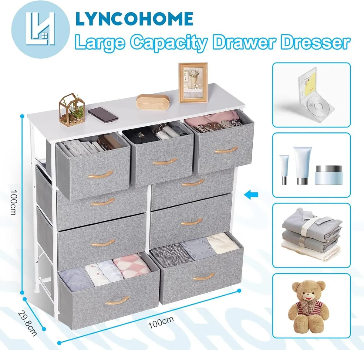 Chest of Drawer Bedroom 9 Drawers Dresser with - Image 3