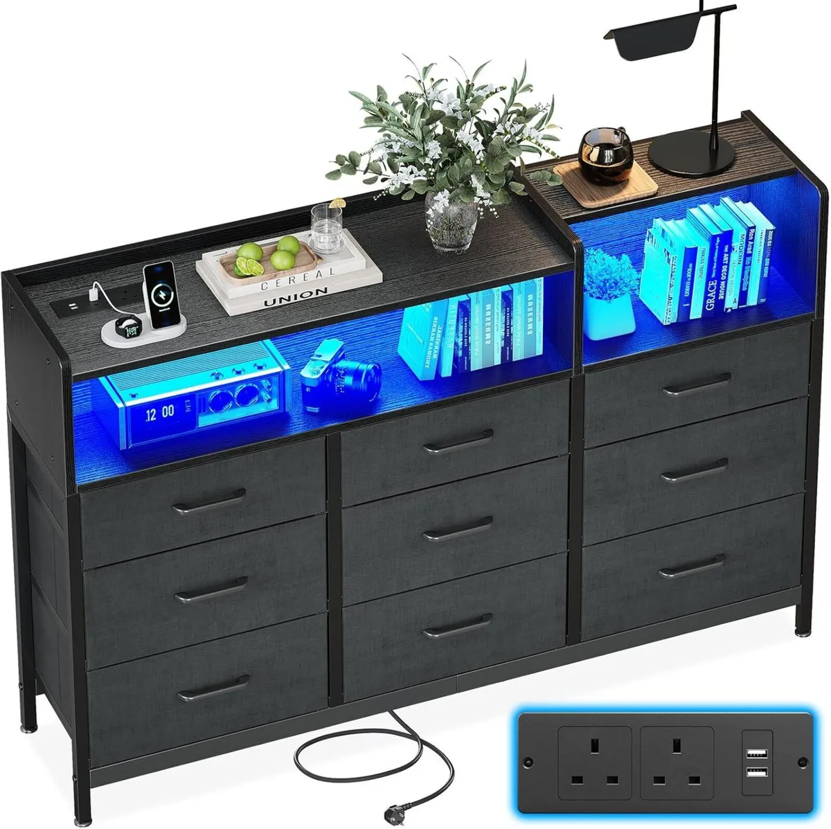 Black Chest of Drawers Bedroom Dresser Cabinet - Image 1