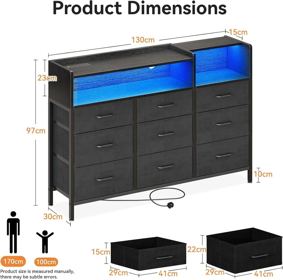 Black Chest of Drawers Bedroom Dresser Cabinet - Image 3