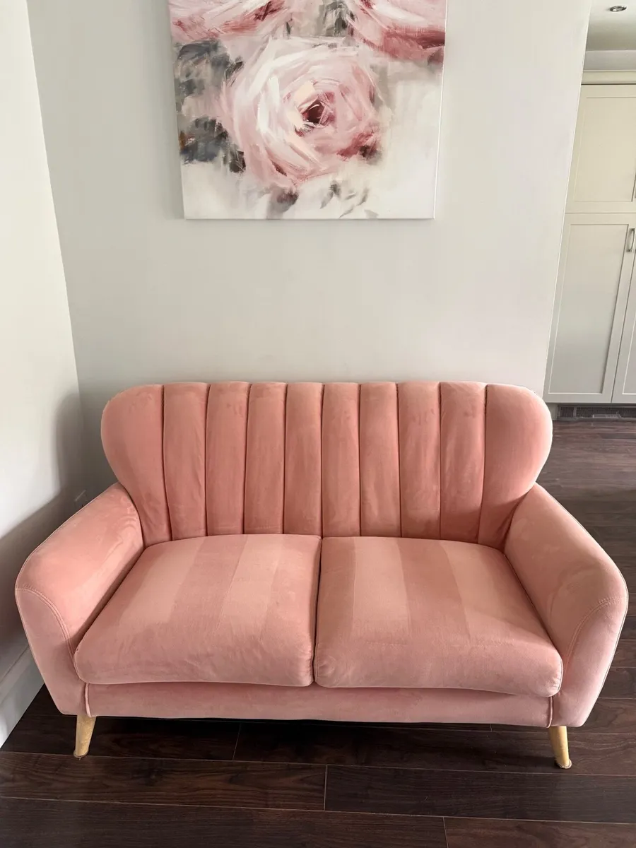Pink Velvet 2 seater Sofa - Image 2