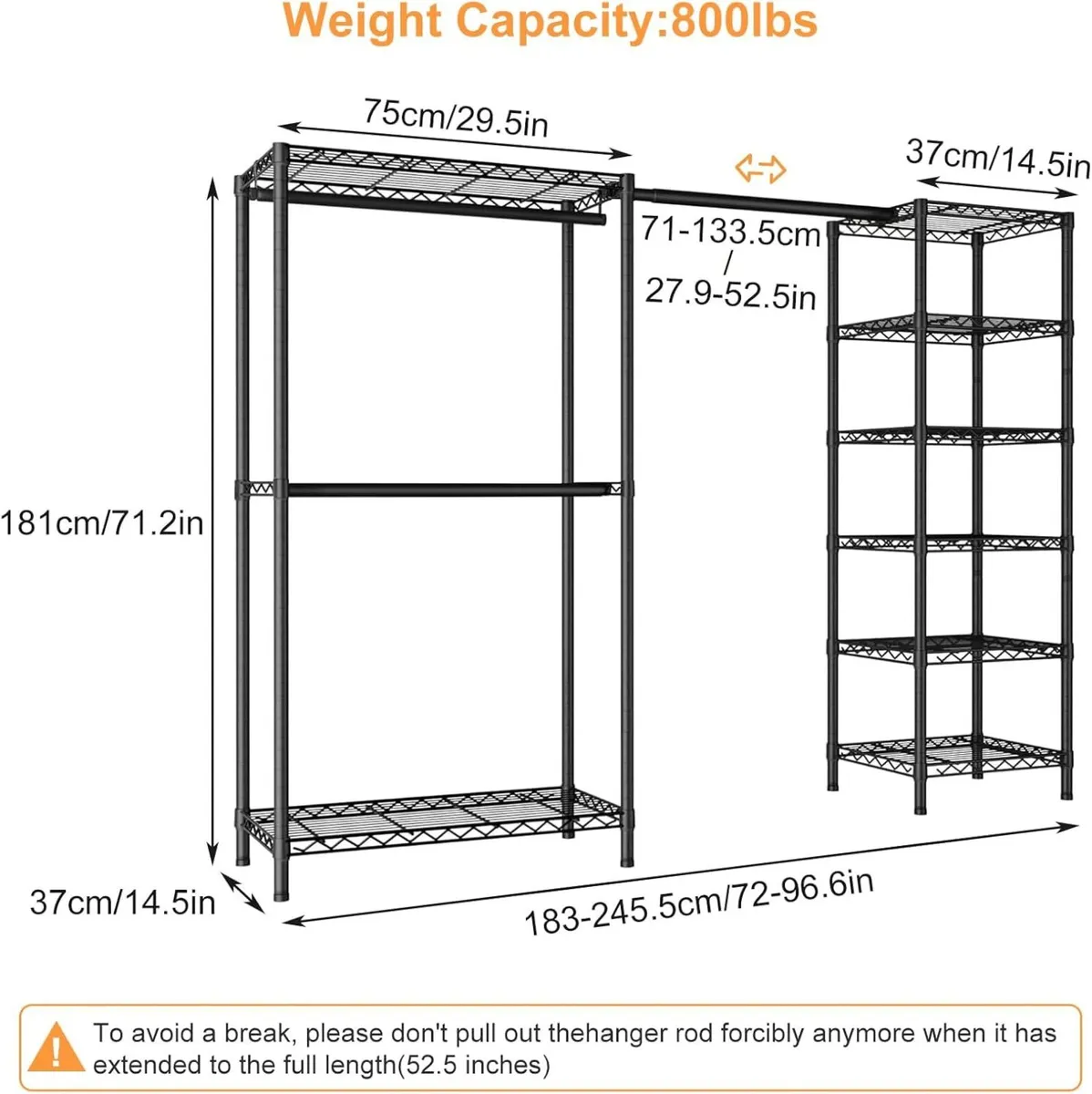 Extendable Clothes Rails Heavy Duty Clothing - Image 3