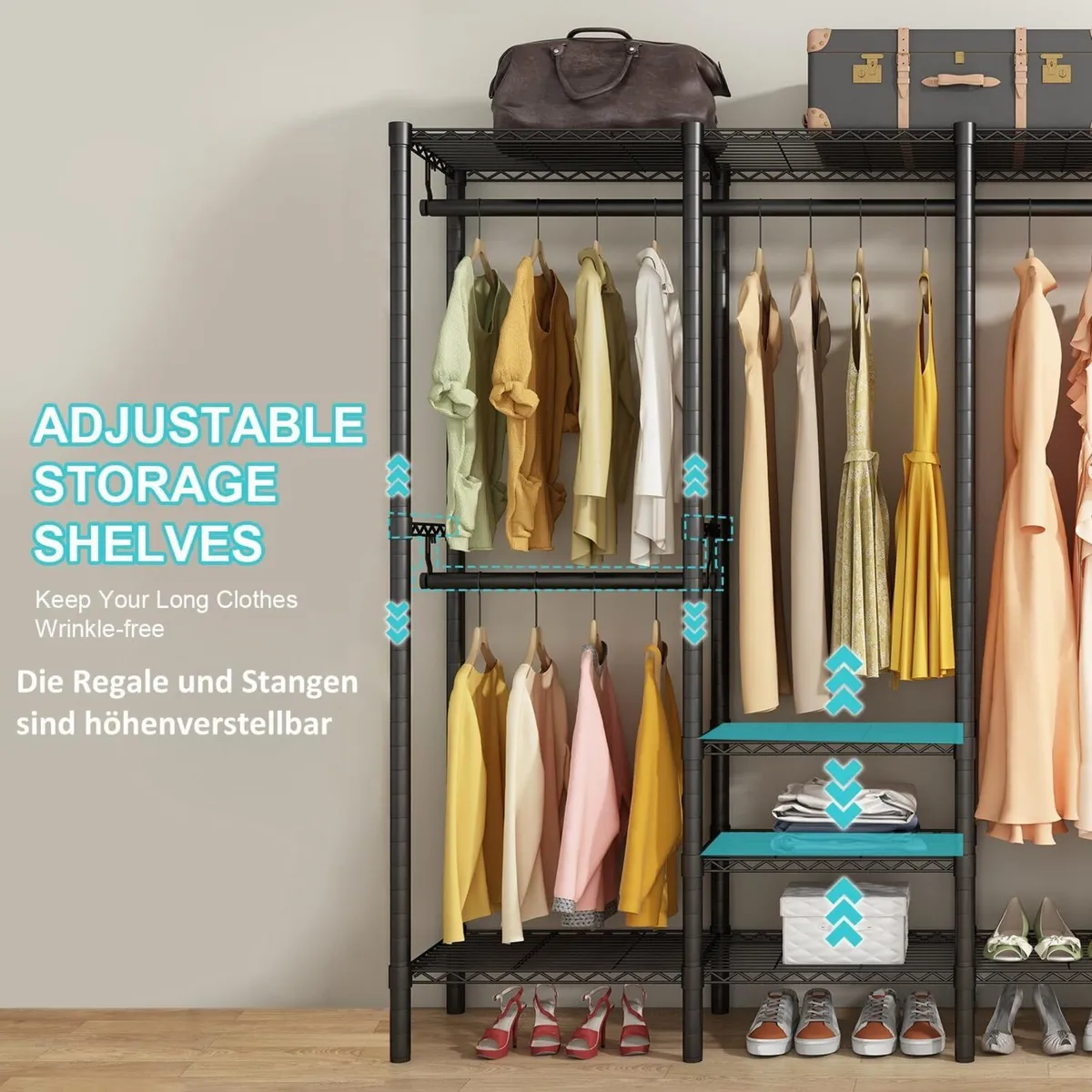 Clothes Rails Heavy Duty Clothing Rail Freestandin - Image 4