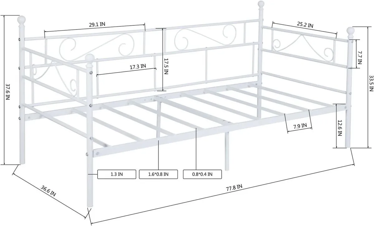 90 x 190cm Day Bed Frame Single with Headboard - Image 2