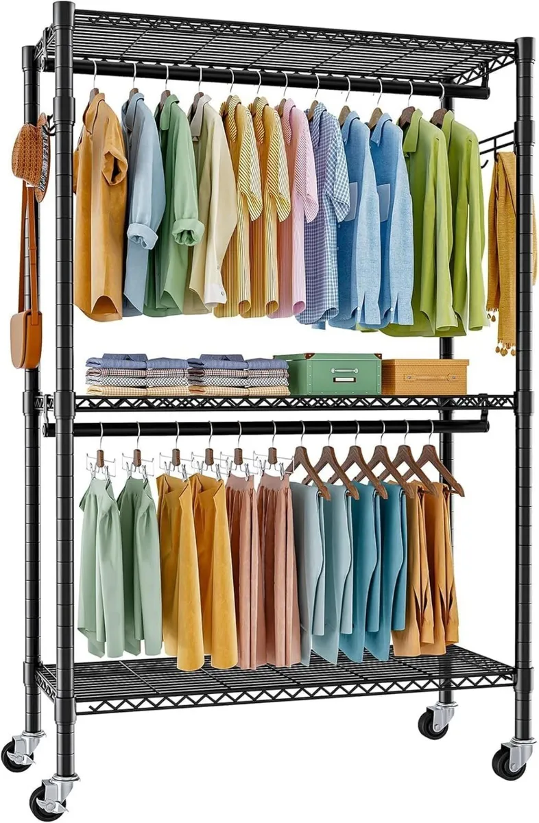 Clothes Rail with Storage Shelves Heavy Duty - Image 1
