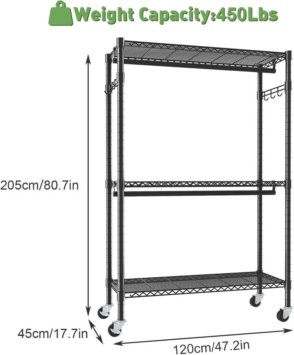 Clothes Rail with Storage Shelves Heavy Duty - Image 3