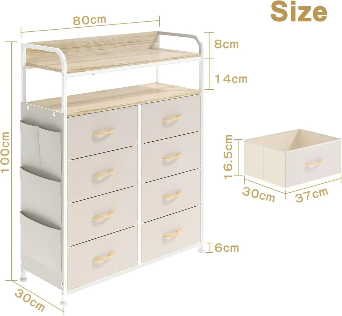 Chest of Drawer Bedroom Dresser with 8 Fabric - Image 2