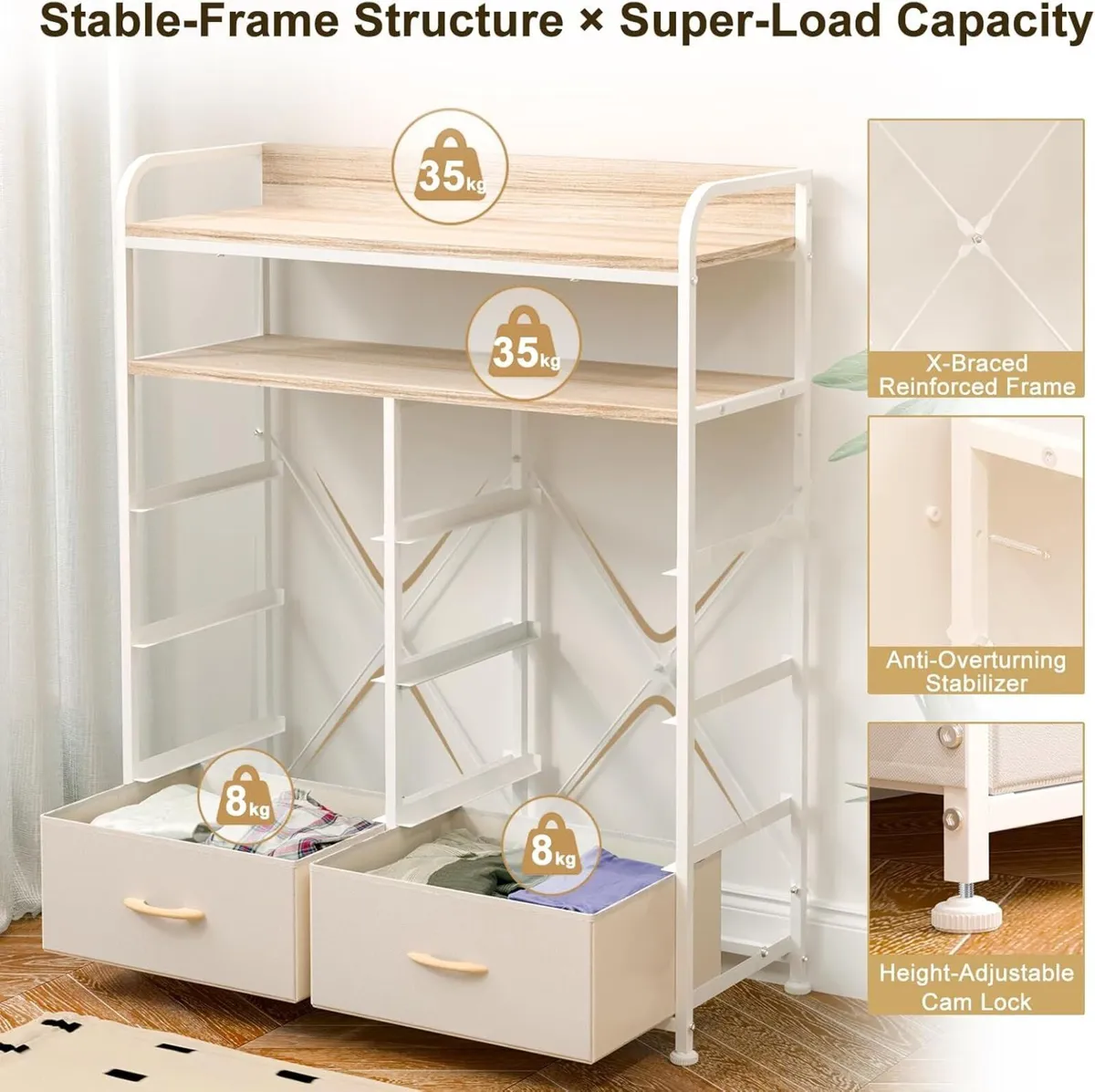 Chest of Drawer Bedroom Dresser with 8 Fabric - Image 3