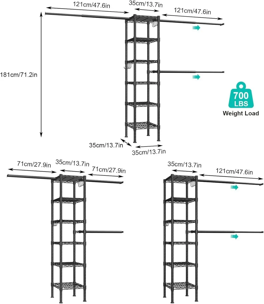 Telescopic Garment Rack Wall Mounted Coat Hanging - Image 2