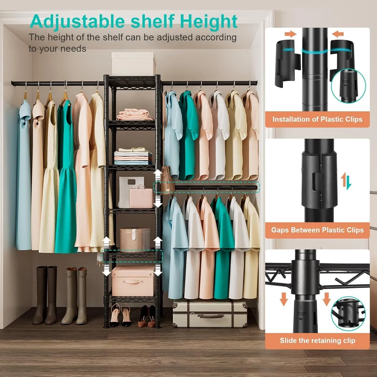 Telescopic Garment Rack Wall Mounted Coat Hanging - Image 4