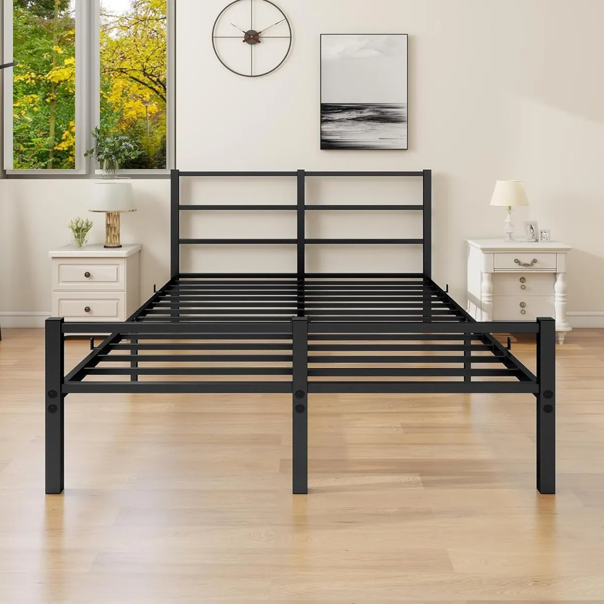 4ft6 Double Bed Frame with Headboard and Footboard - Image 1