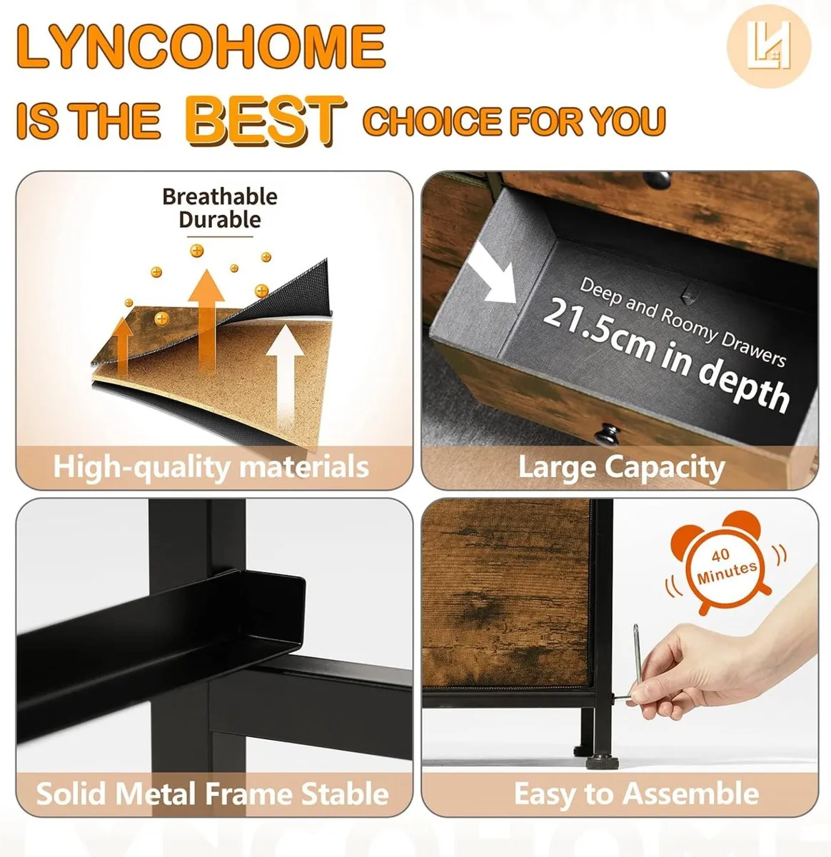 Chest of Drawers Bedroom Furniture with 10 Large - Image 4