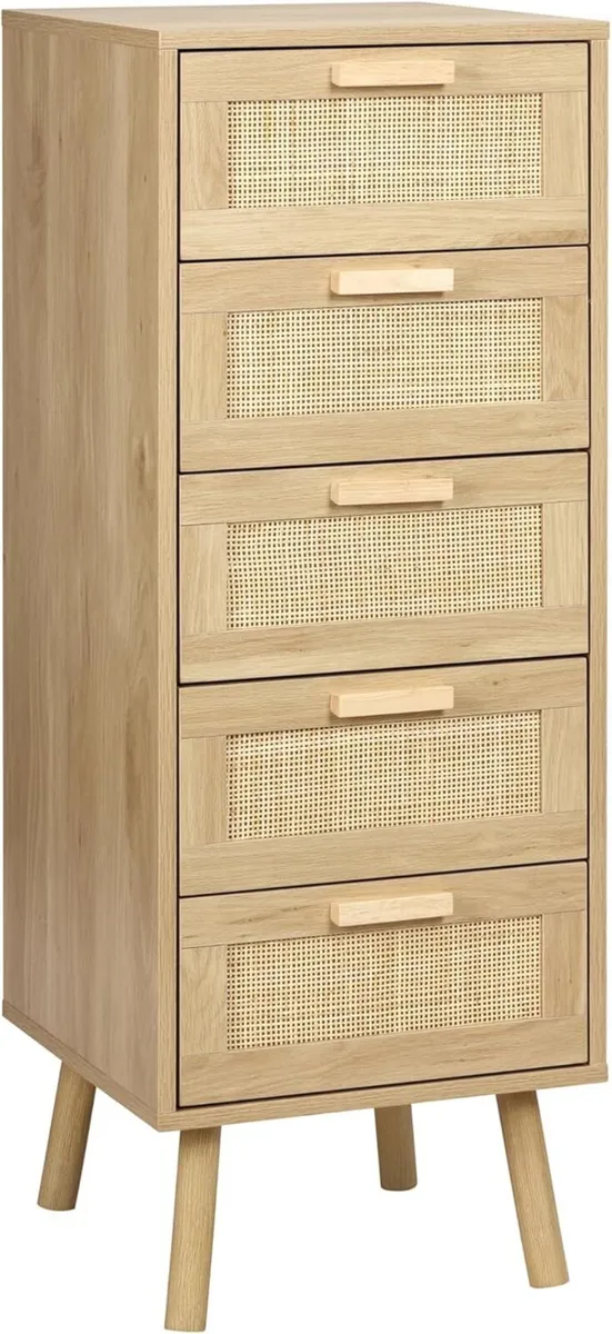 Rattan Chest of Drawers Bedroom Tall Chester with - Image 1