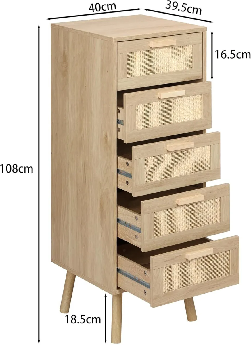 Rattan Chest of Drawers Bedroom Tall Chester with - Image 3