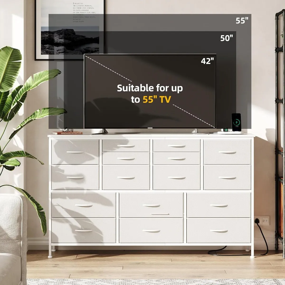 Chest of Drawers Bedroom Contains 2 AC Ports USB - Image 3