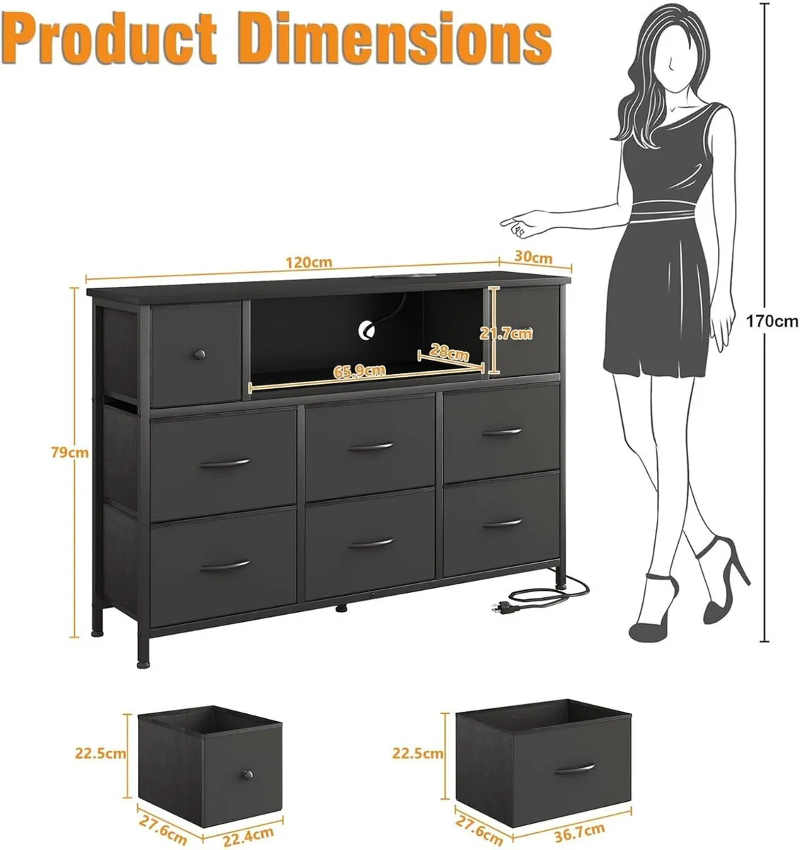 Chest of Drawers with Power Outlets and LED - Image 3