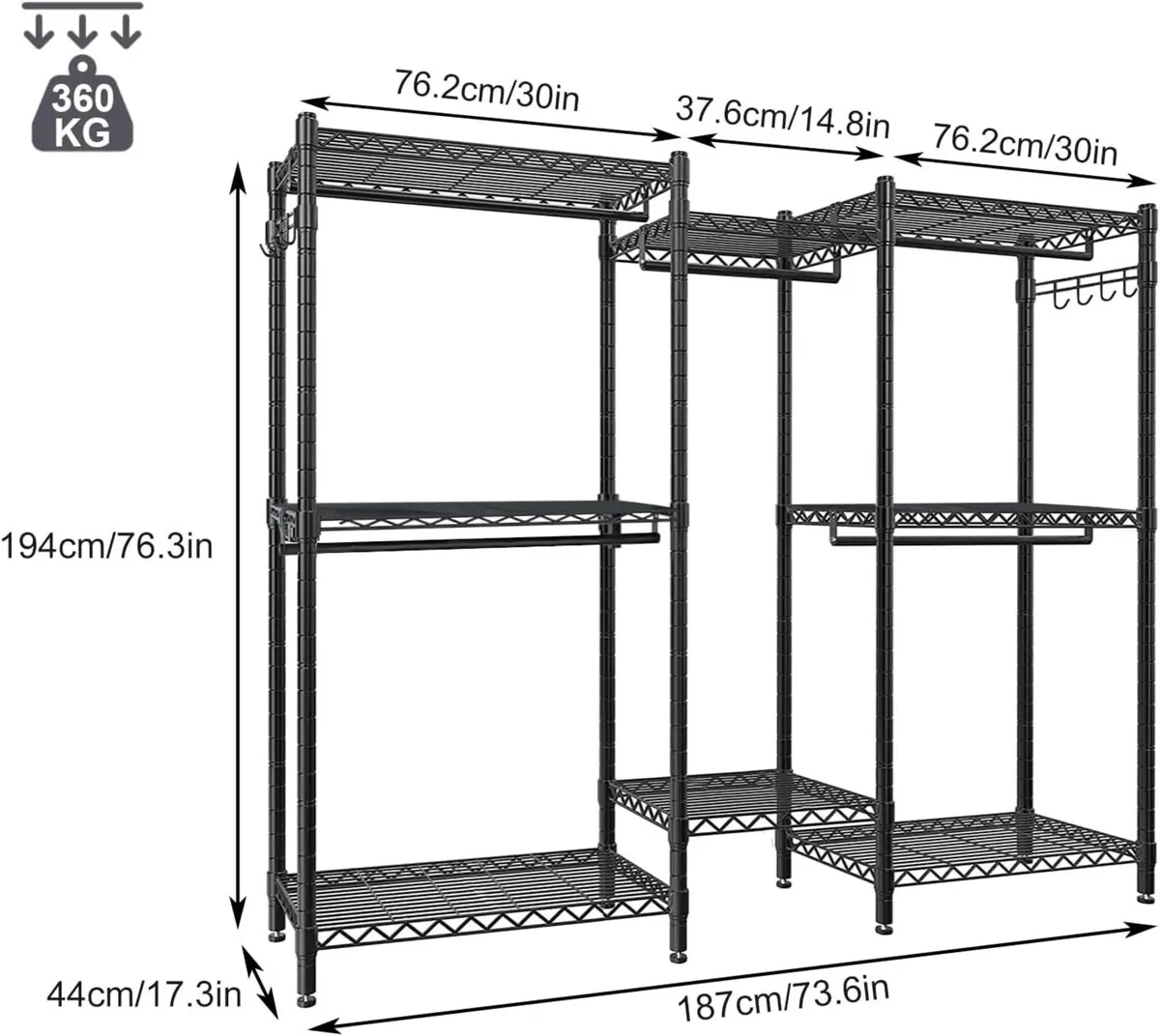 Clothes Rail Clothing Rails for Hanging Metal - Image 3