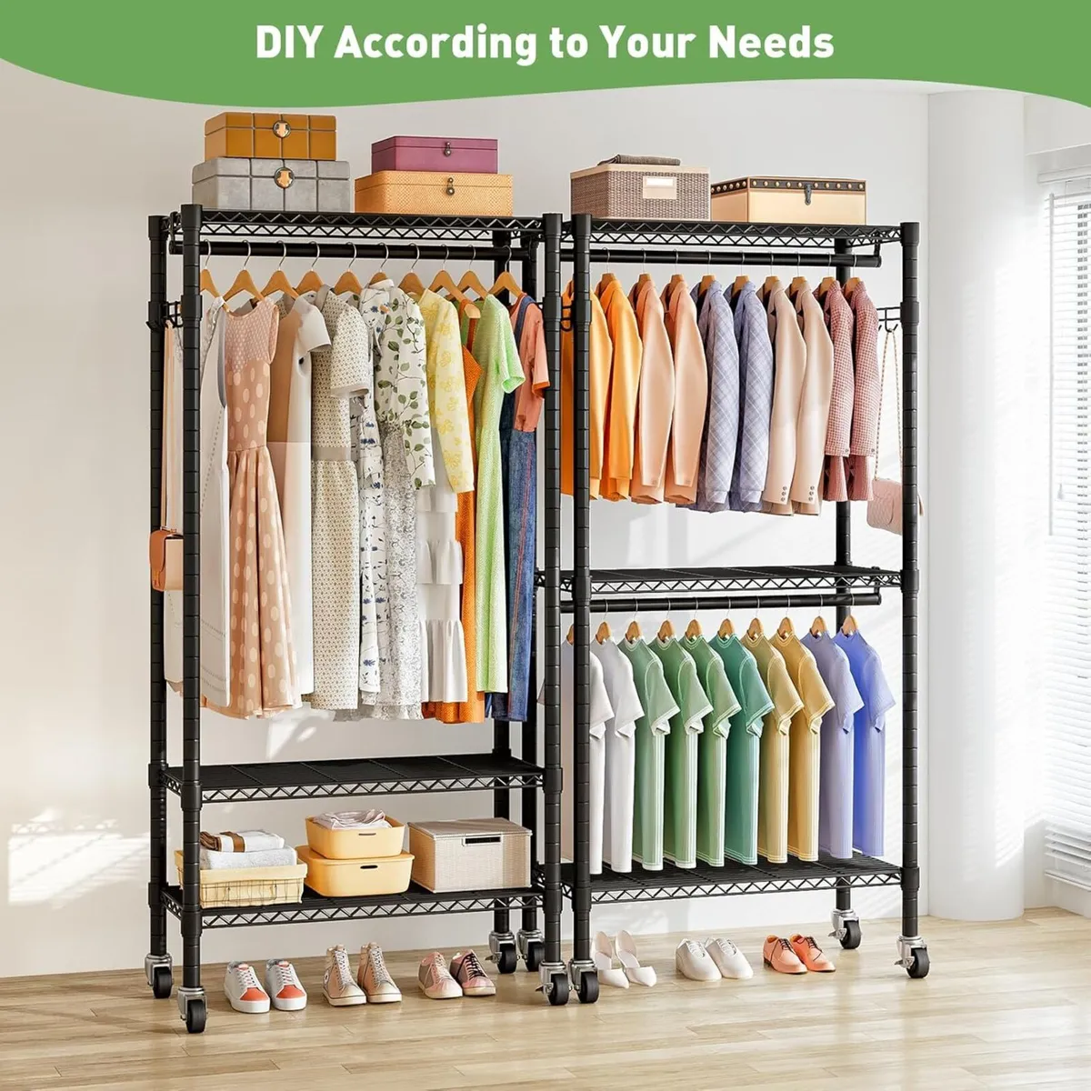 Clothes Rail with Storage Shelves Heavy Duty - Image 3