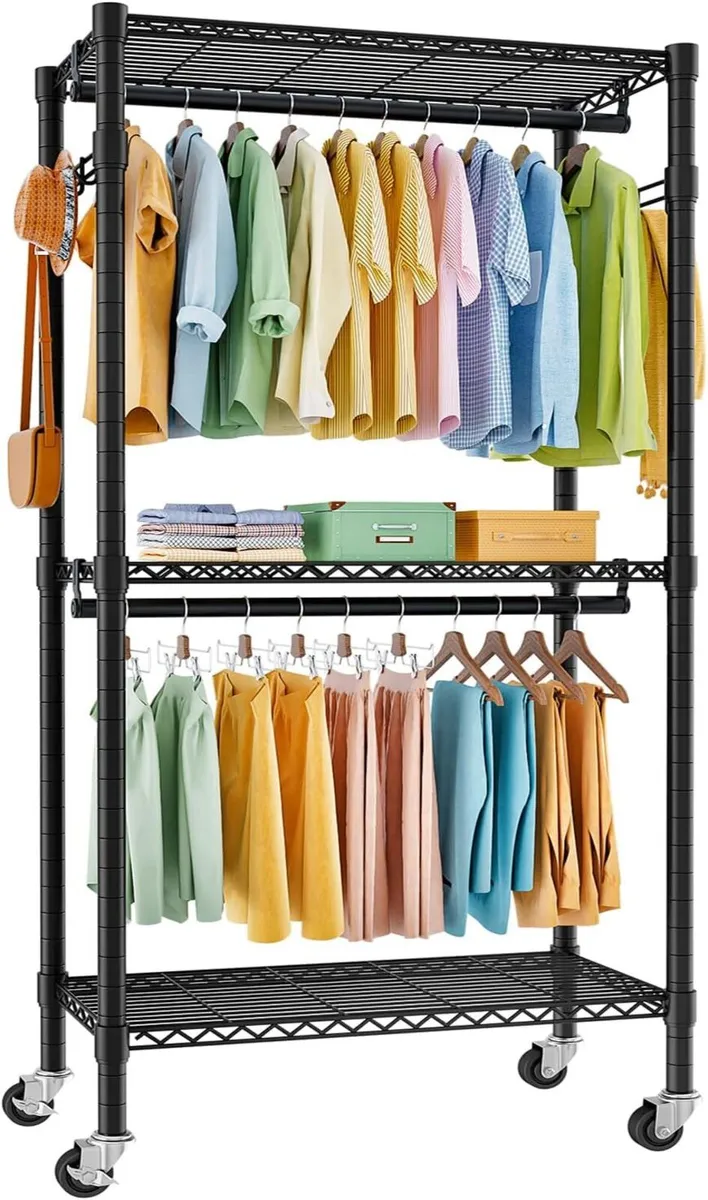 Clothes Rail with Storage Shelves Heavy Duty - Image 1