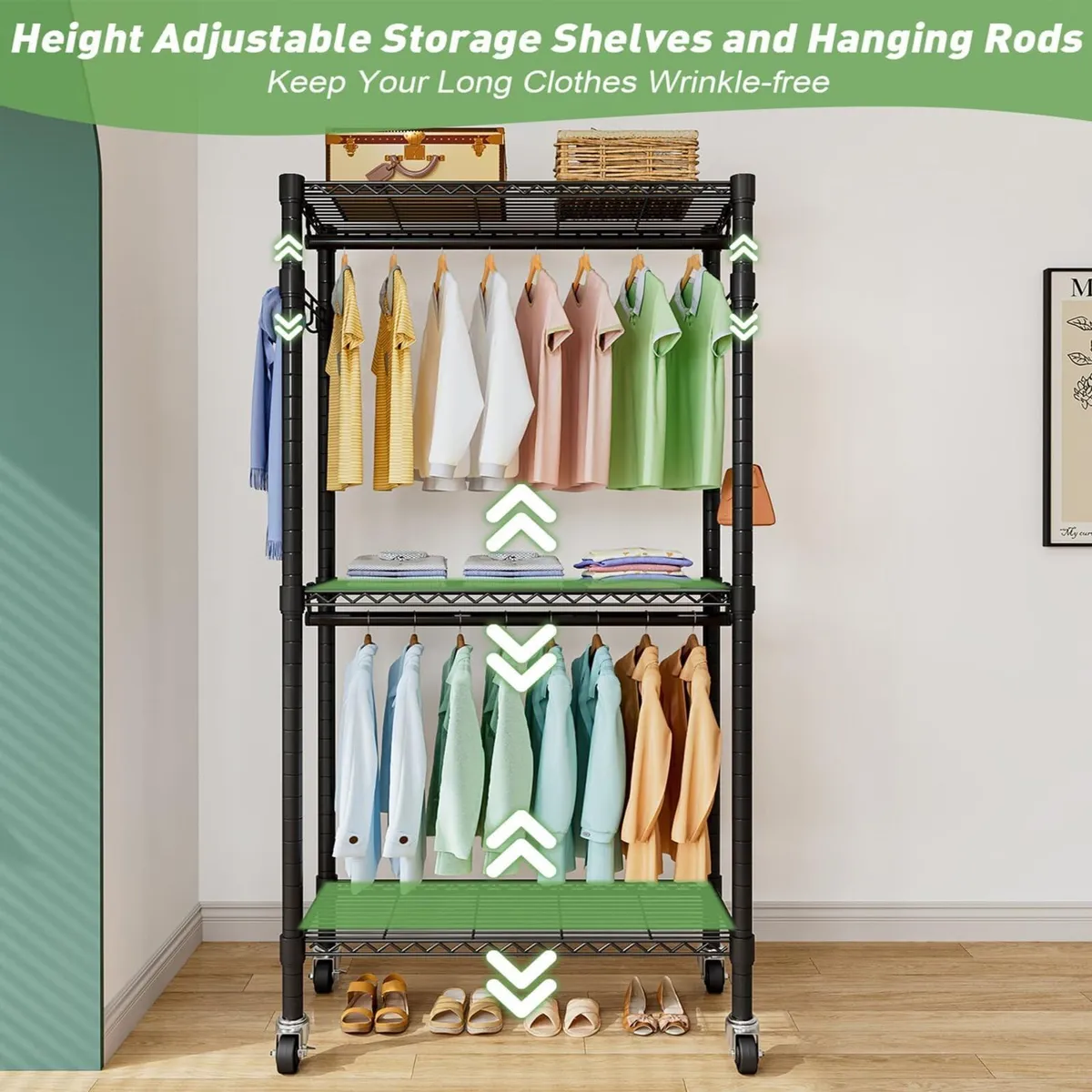 Clothes Rail with Storage Shelves Heavy Duty - Image 4