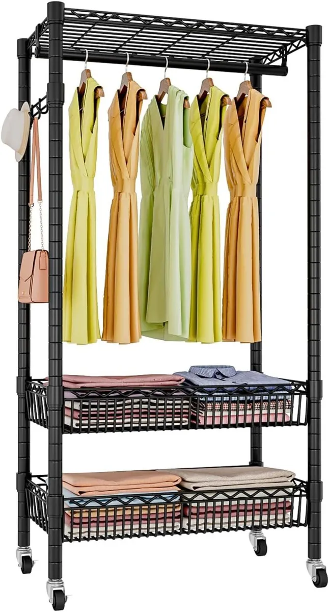 Clothes Rails with Wheels Heavy Duty Clothing - Image 1