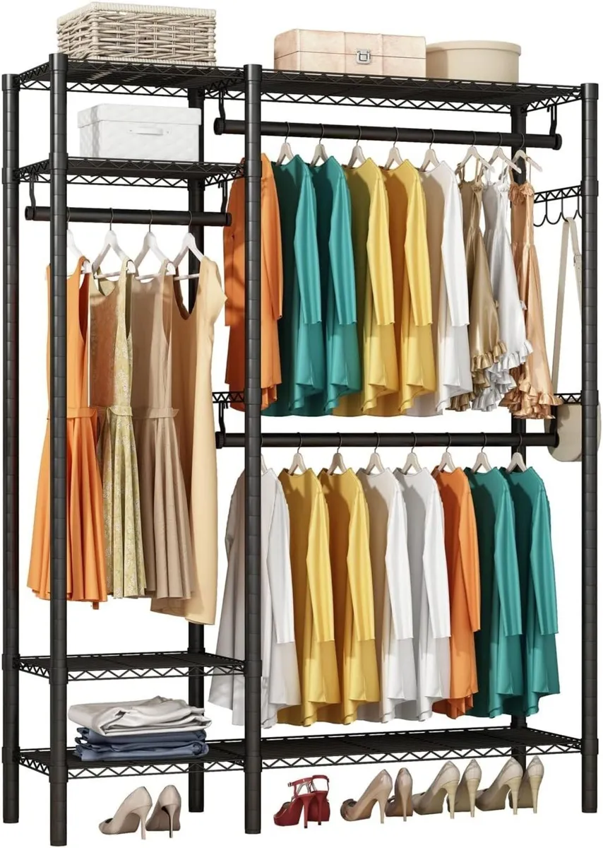 Heavy Duty Clothes Rail Rack Metal Garment with 3 - Image 1