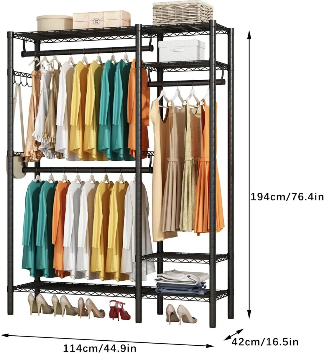 Heavy Duty Clothes Rail Rack Metal Garment with 3 - Image 3