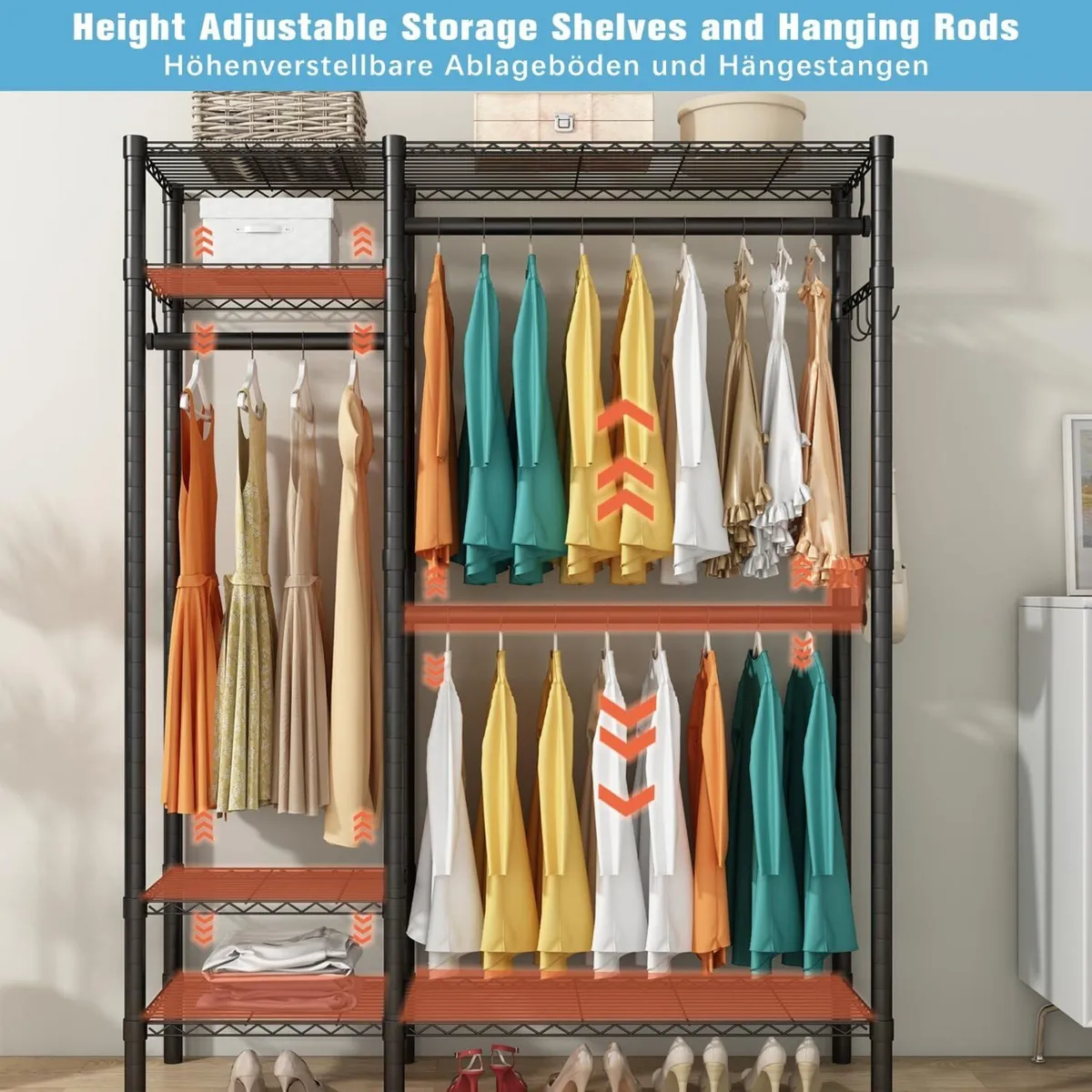 Heavy Duty Clothes Rail Rack Metal Garment with 3 - Image 4