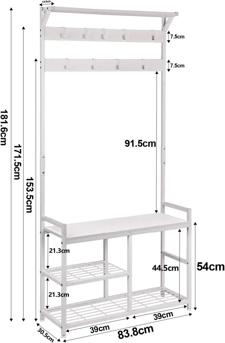 Hallway Coat Stand Industrial Rack free standing - Image 3
