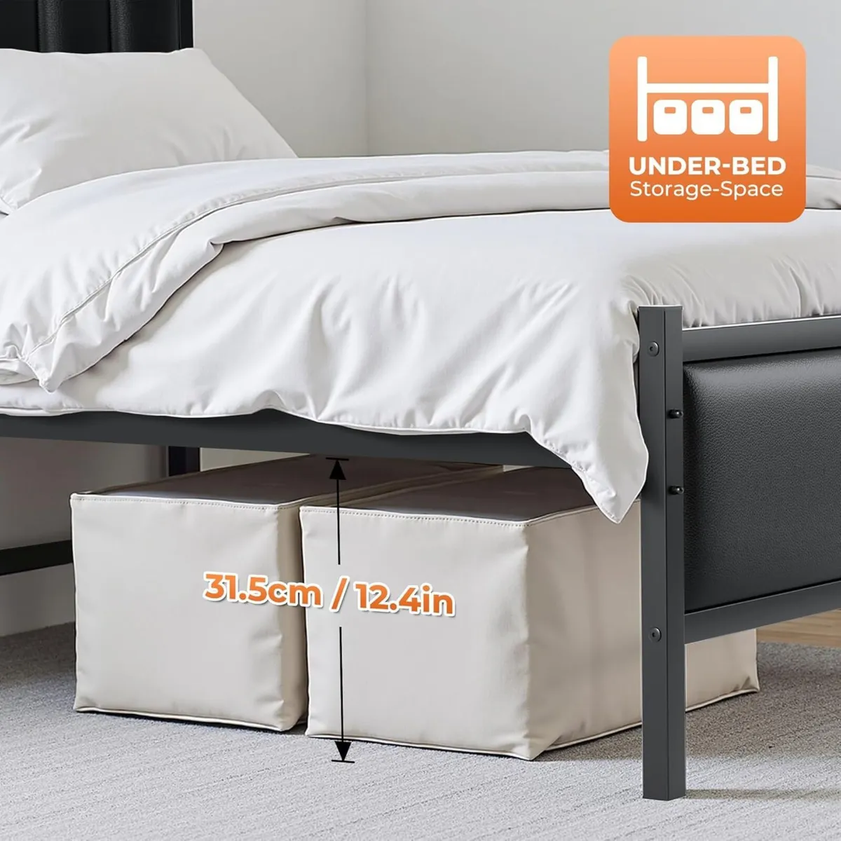 Single Bed Frame with Upholstered Headboard 3ft - Image 3