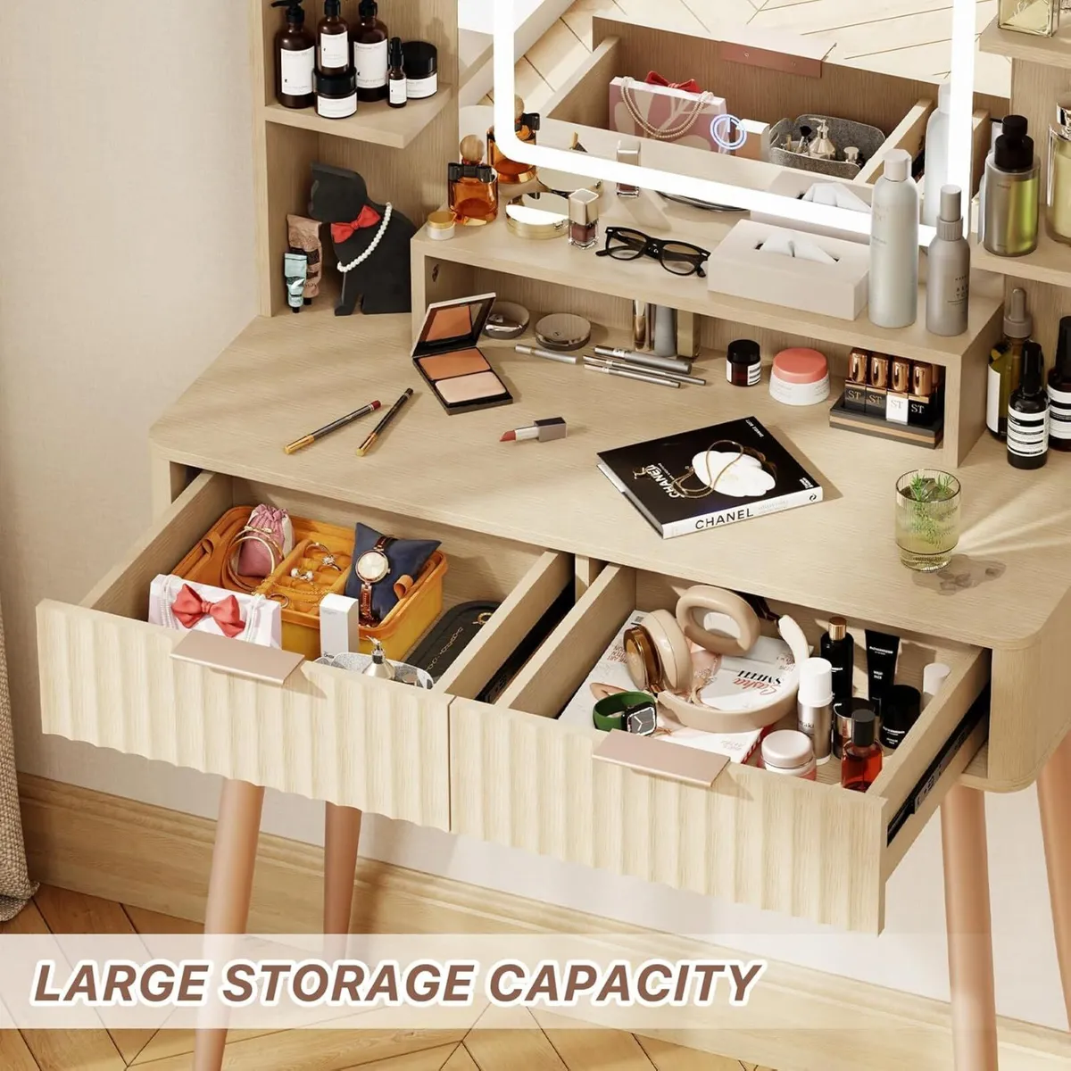 Dressing Table with Mirror and Lights 3 Color - Image 4